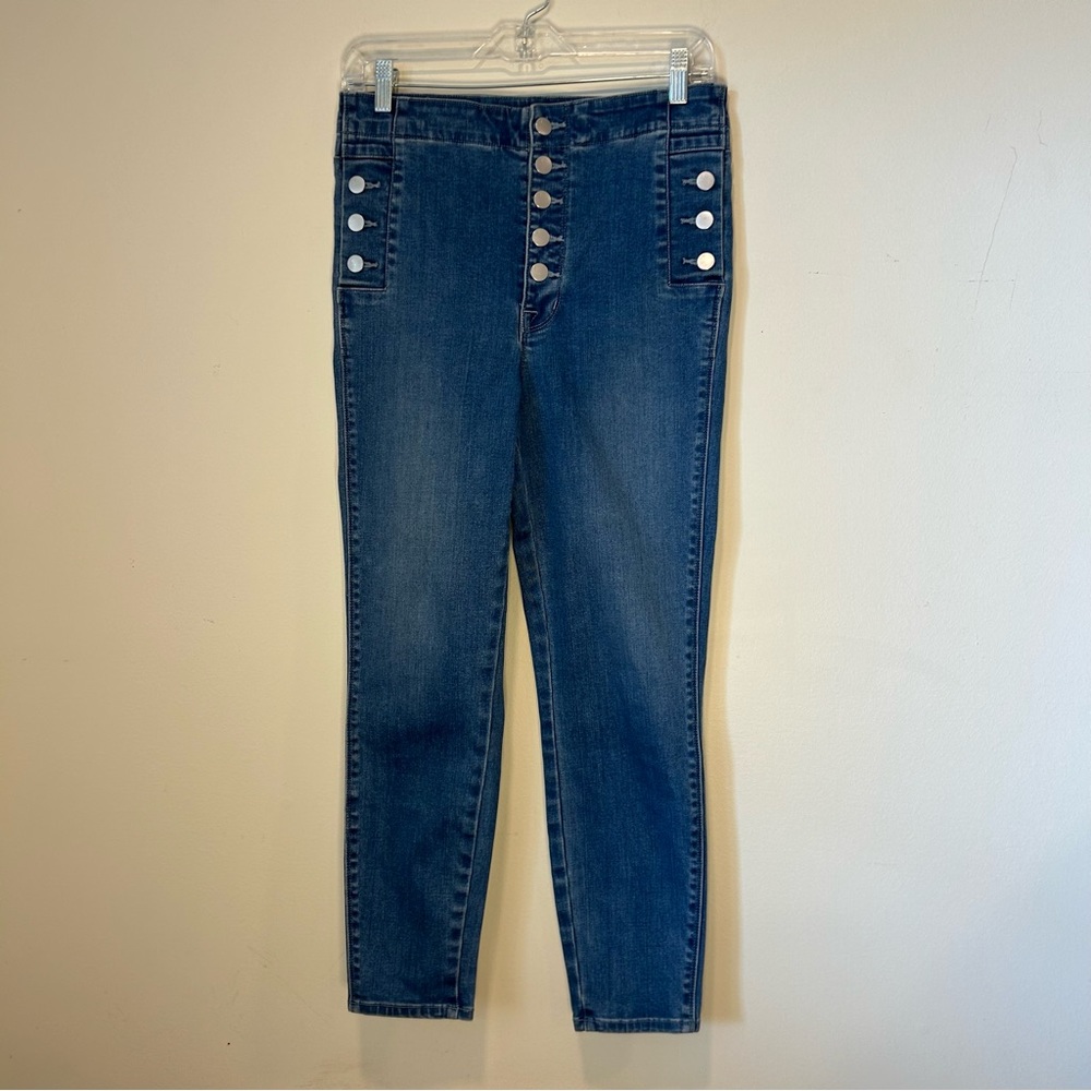 J Brand Natasha High Rise Skinny Crop Med Wash Jeans size 29,  5 Button Fly EUC - Picture 4 of 8